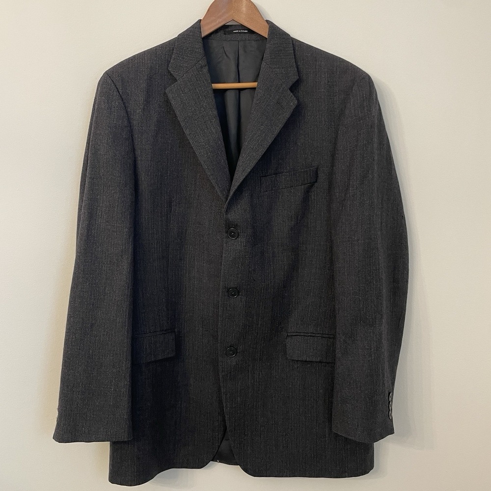 Brandini Pure Wool Blazer‎ 41R Dark Gray Made in Canada Workwear Sport Coat